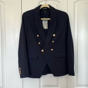 NWT Express Navy Blue Double Breasted Blazer Gold Buttons
